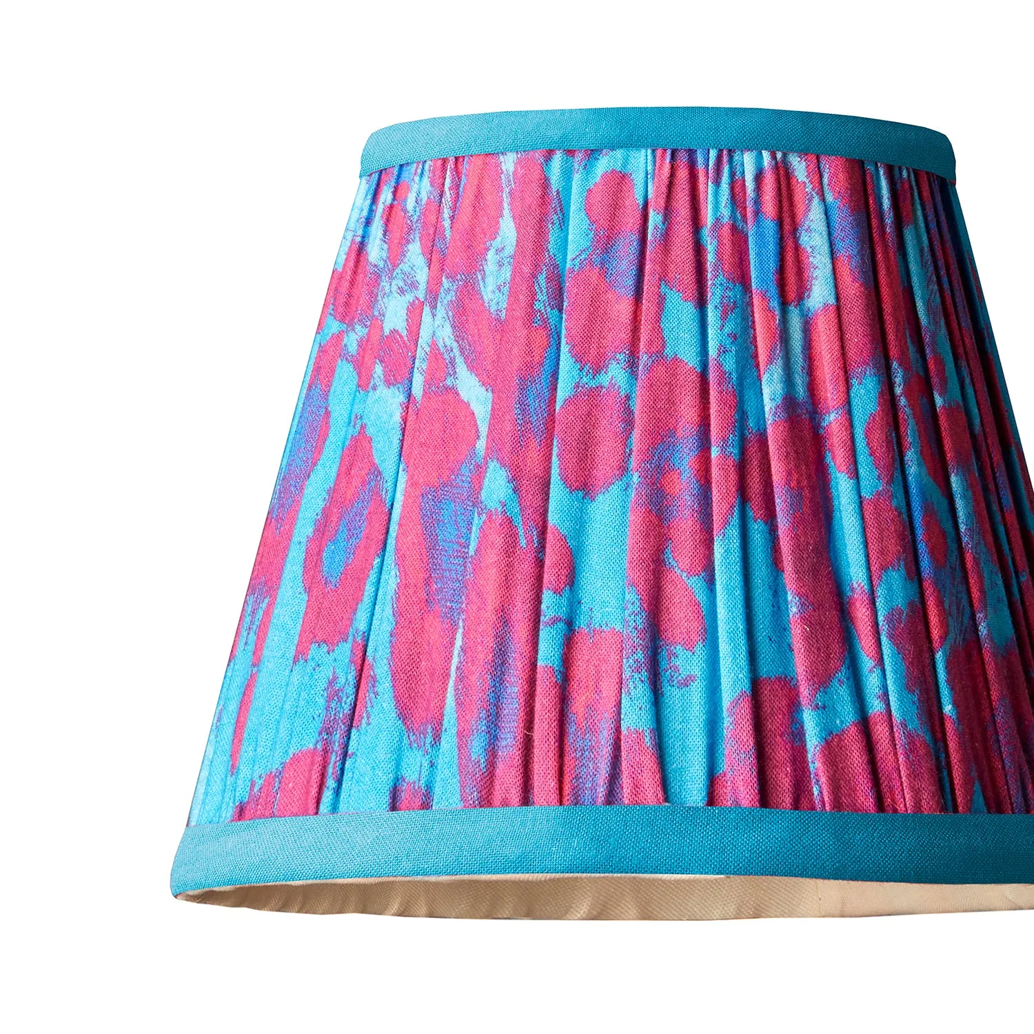 18cm pendant shade in blue and red Leopard Love by Matthew Williamson