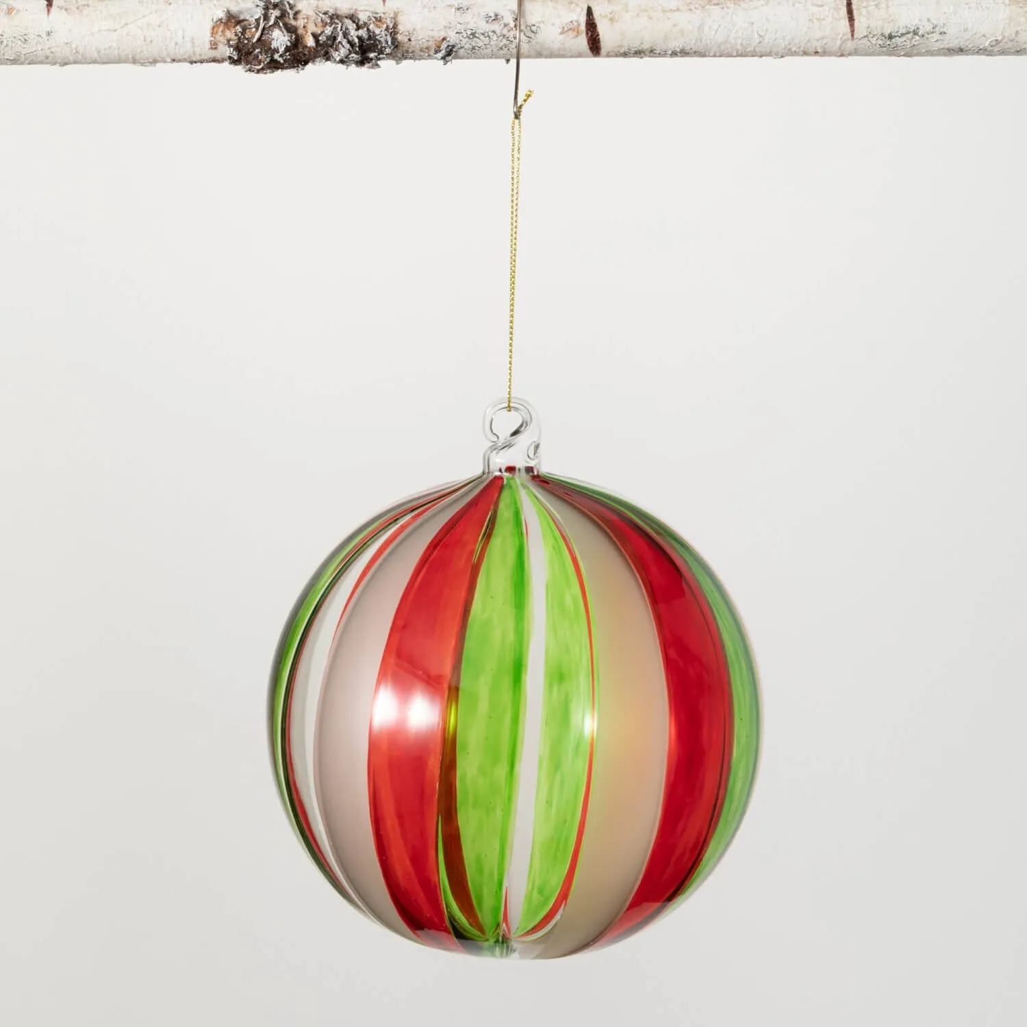 6" Handblown Green and Red Ornament