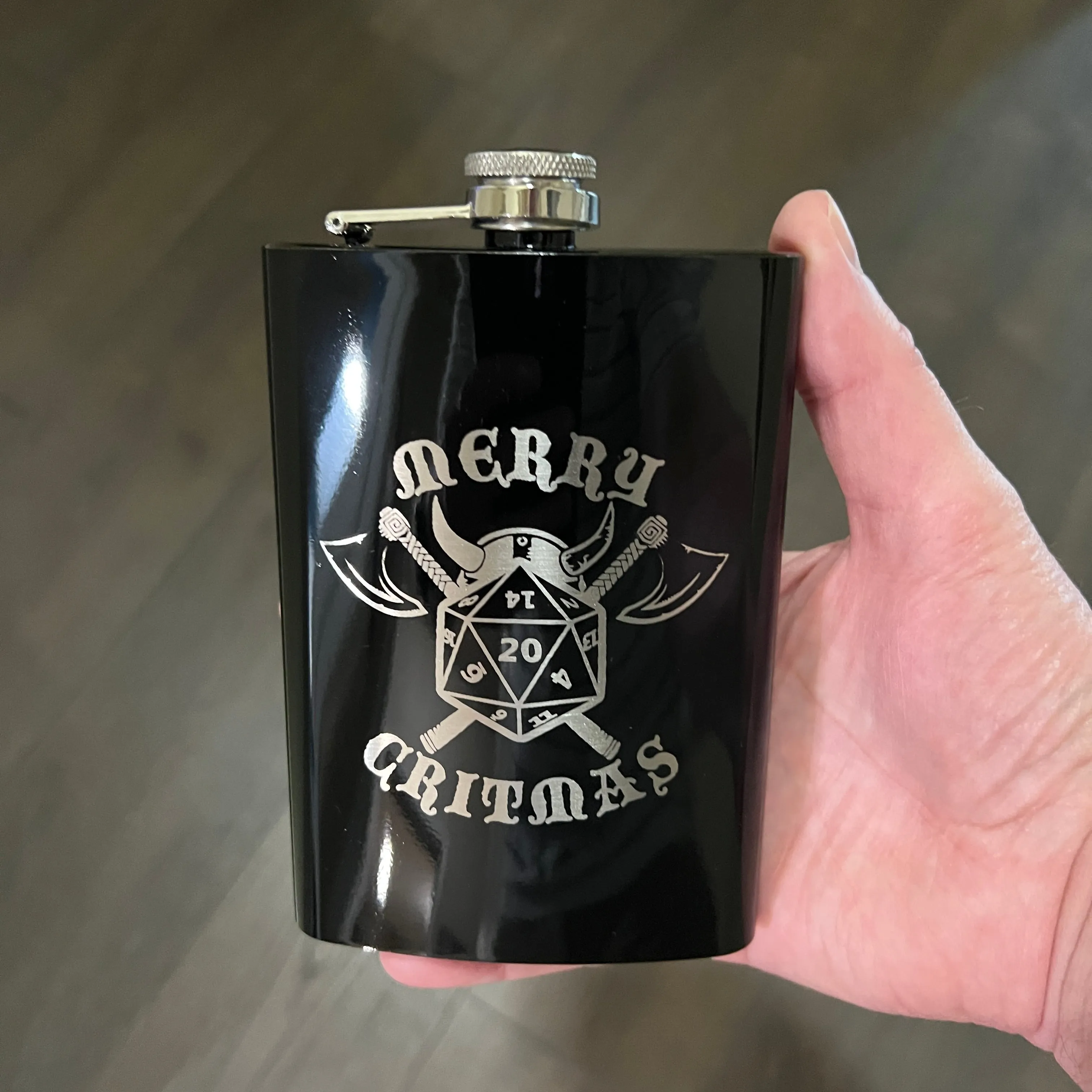 8oz Merry Critmas BLACK Flask