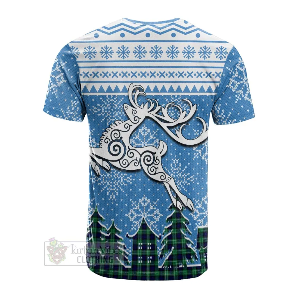 Abercrombie Clan Christmas Cotton T-shirt Celtic Reindeer Style