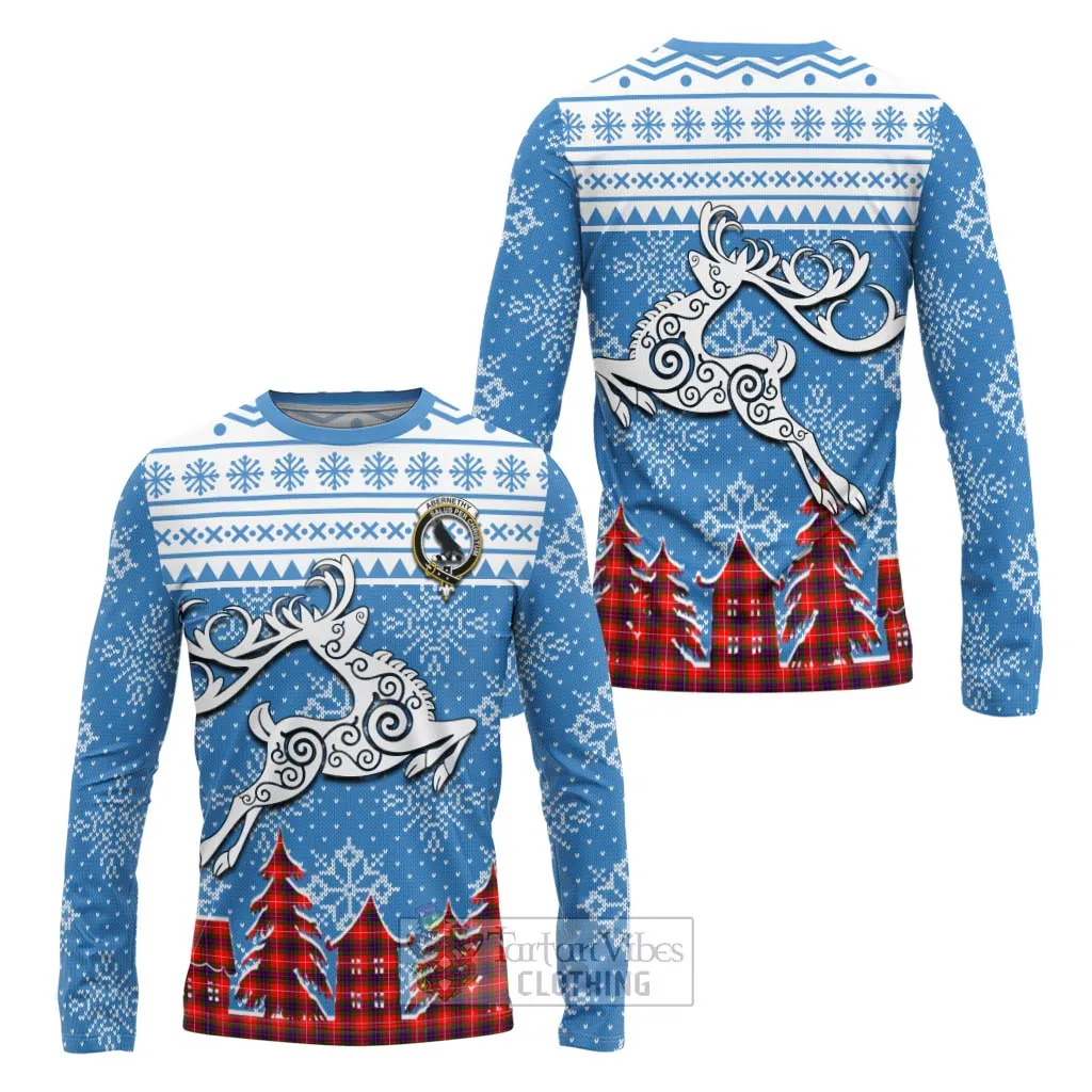 Abernethy Clan Christmas Long Sleeve T-Shirt Celtic Reindeer Style