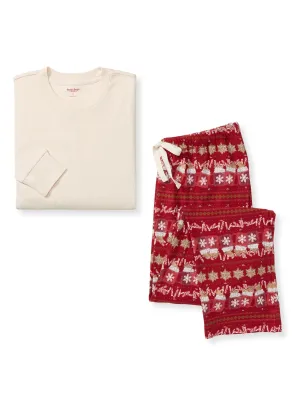 Adult Men's Tee & Lounge Pant Pajama Set, Hot Cocoa Fair Isle