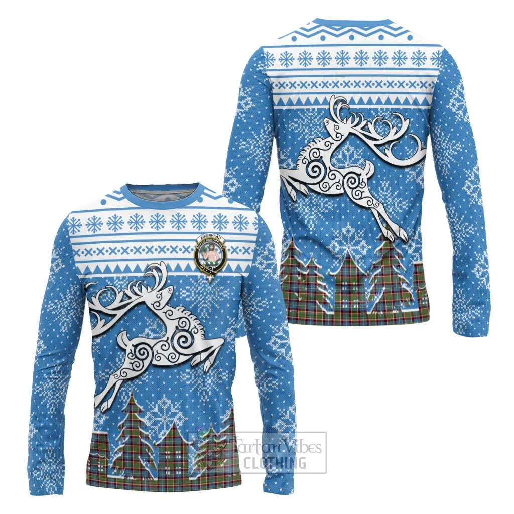 Aikenhead Clan Christmas Long Sleeve T-Shirt Celtic Reindeer Style