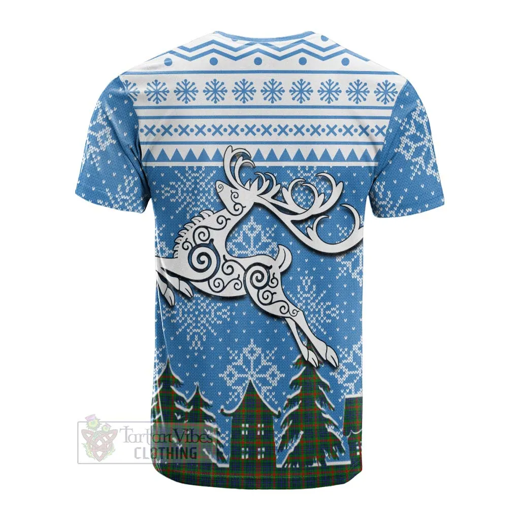 Aiton Clan Christmas Cotton T-shirt Celtic Reindeer Style