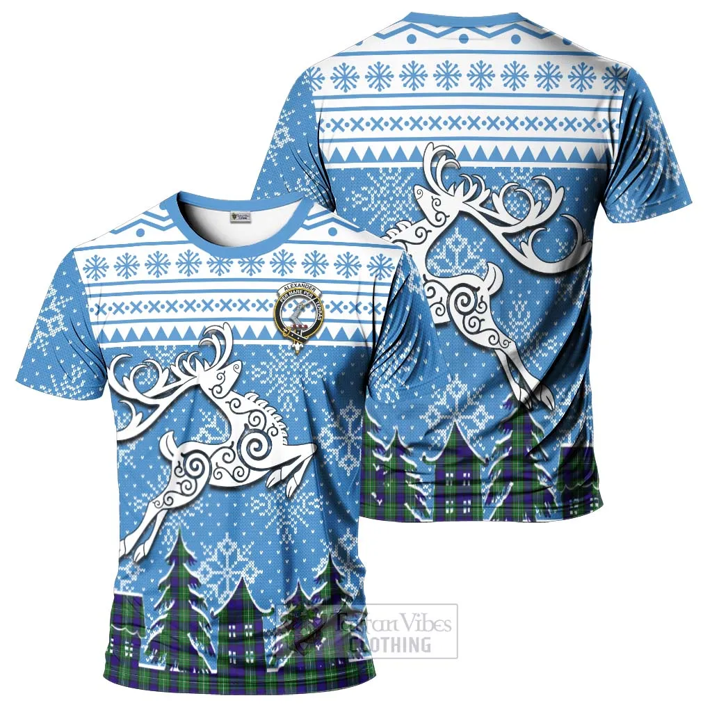 Alexander Clan Christmas T-Shirt Celtic Reindeer Style