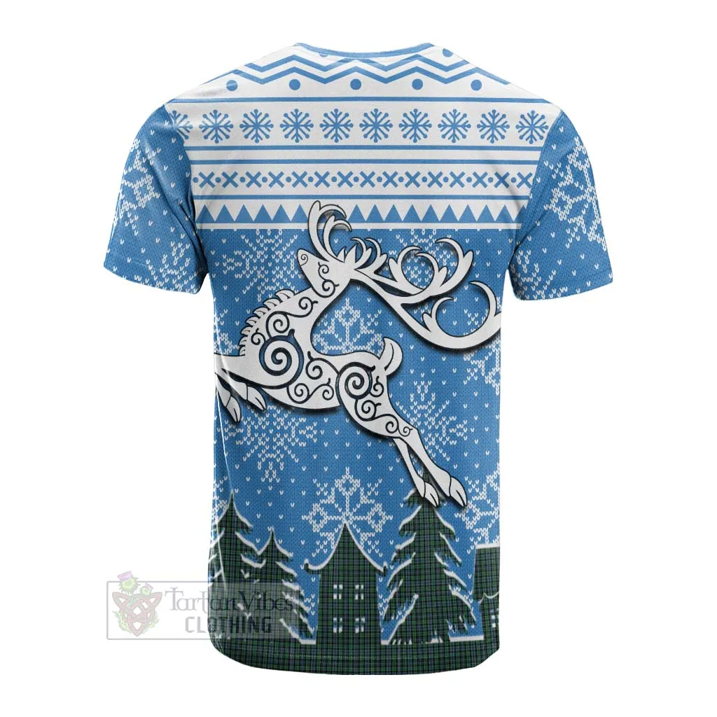 Arbuthnot Clan Christmas Cotton T-shirt Celtic Reindeer Style