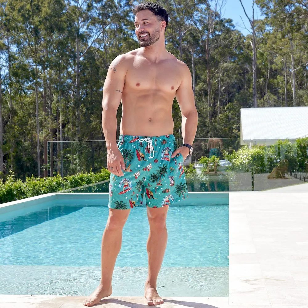 Aussie Christmas Green - Festive Swim Shorts