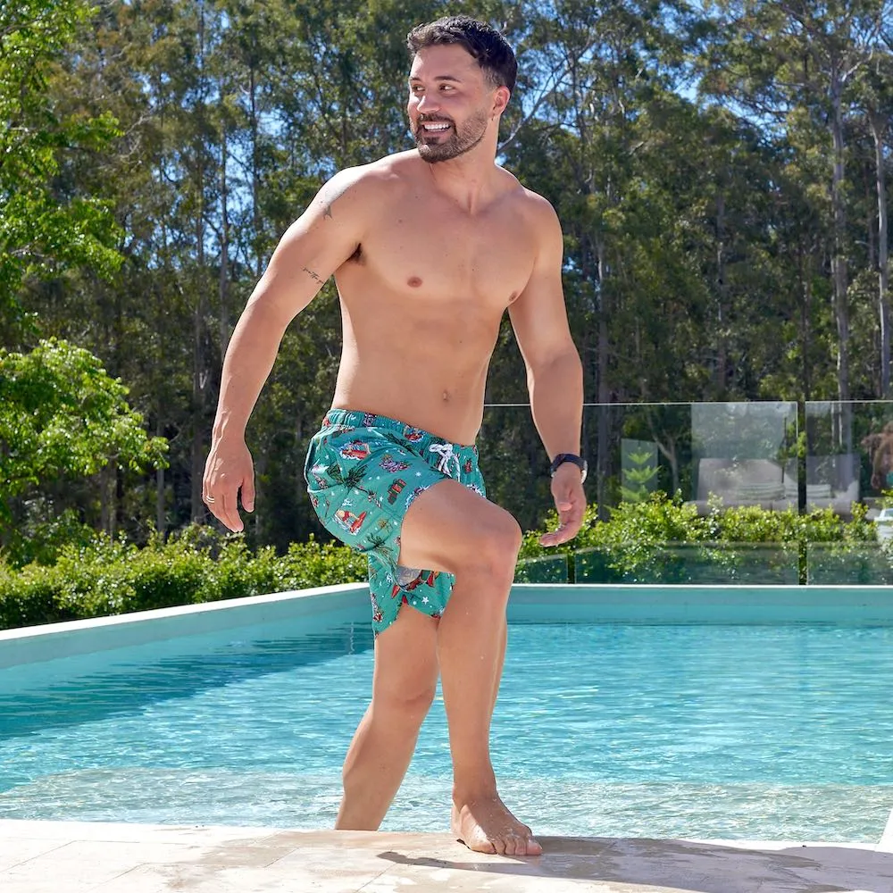 Aussie Christmas Green - Festive Swim Shorts