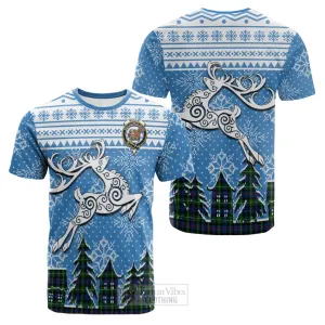 Baillie (Bailey) Clan Christmas Cotton T-shirt Celtic Reindeer Style