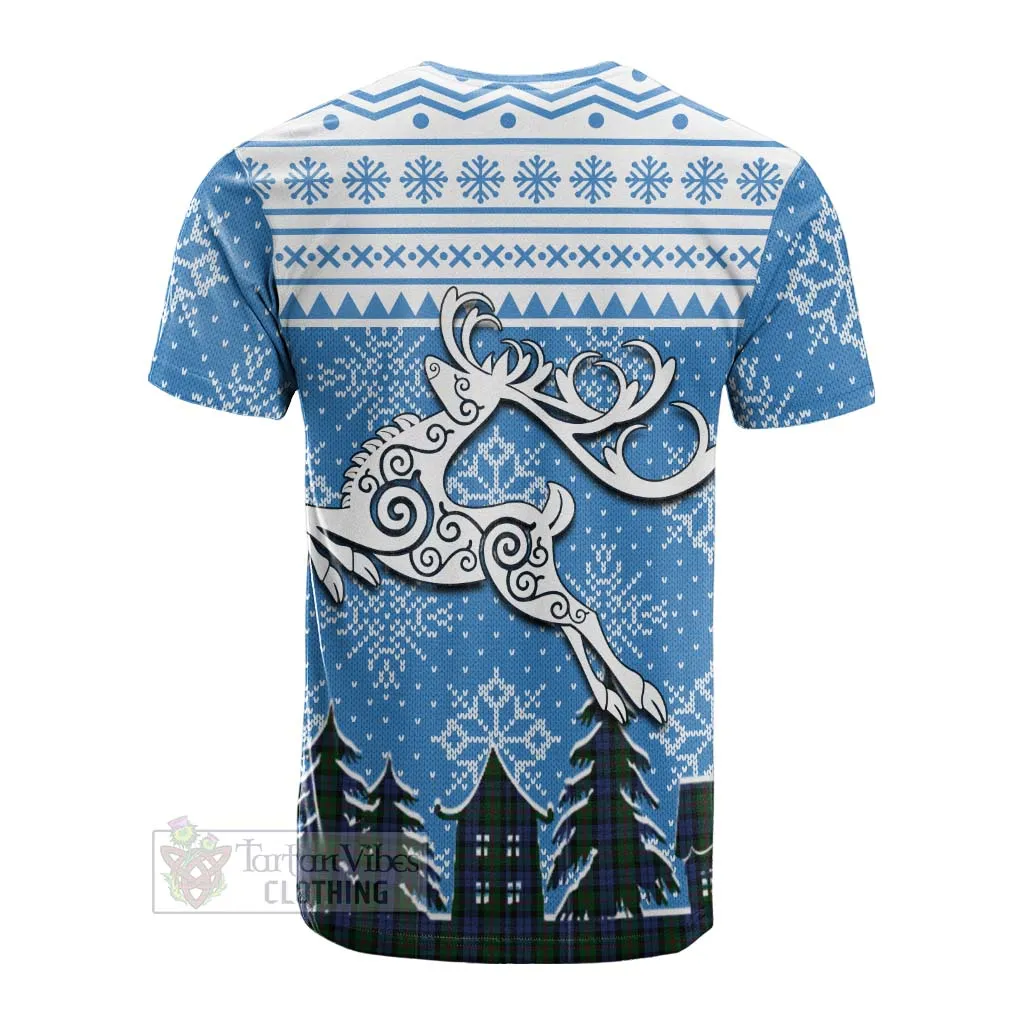 Baird Clan Christmas Cotton T-shirt Celtic Reindeer Style