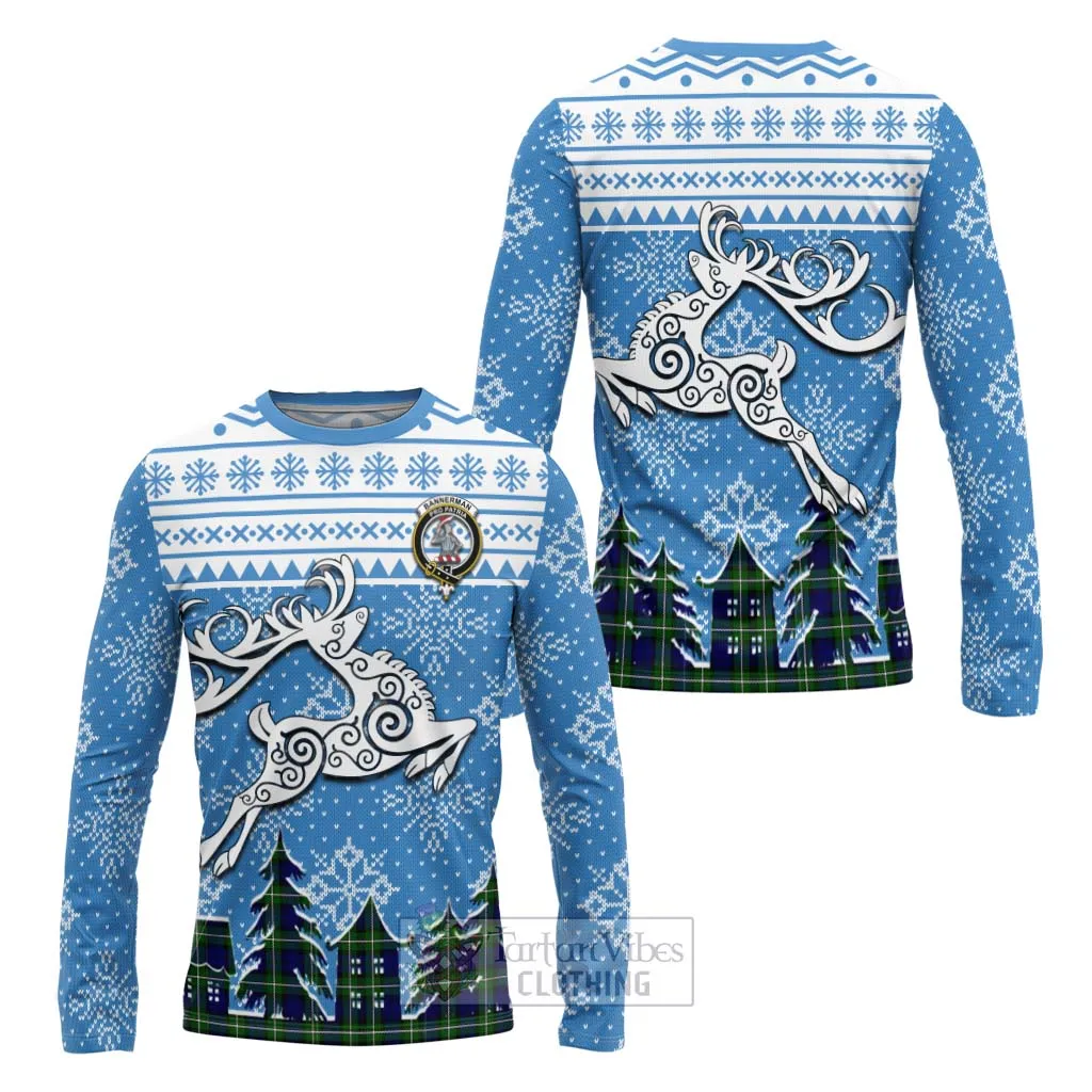 Bannerman Clan Christmas Long Sleeve T-Shirt Celtic Reindeer Style