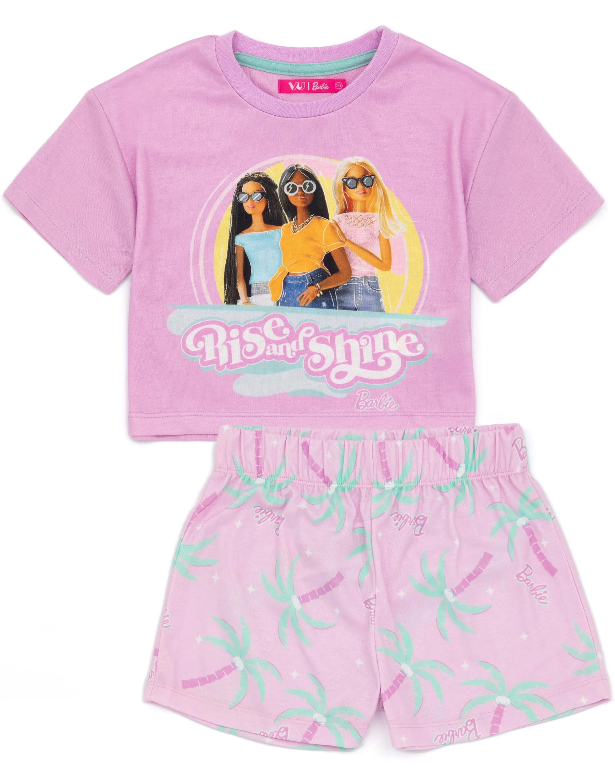 Barbie Girls Crop T-Shirt And Shorts Pyjamas