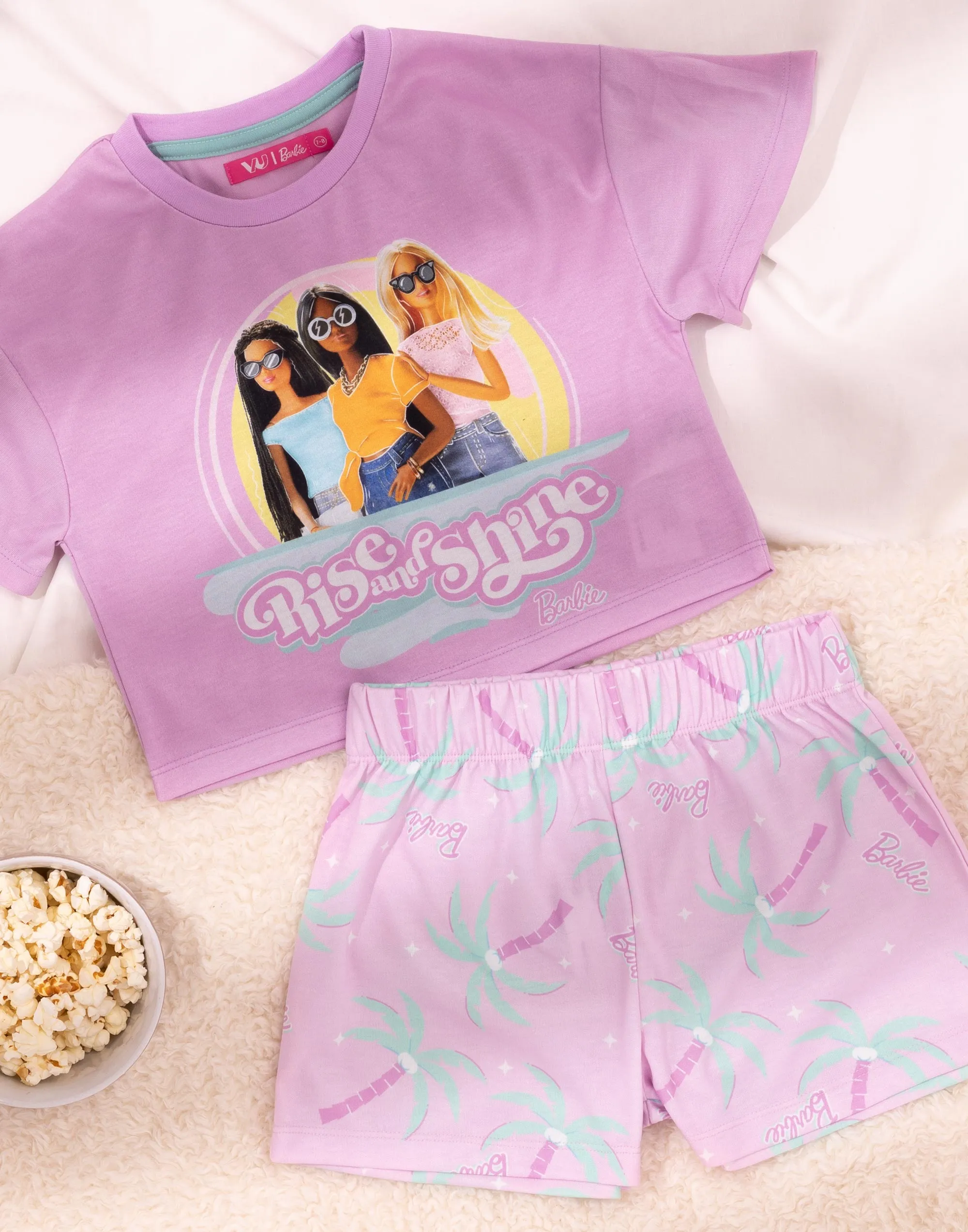 Barbie Girls Crop T-Shirt And Shorts Pyjamas