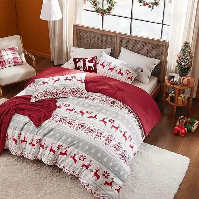 Bedsure Christmas Reindeer Fair Isle Bed-in-a-bag Reindeer