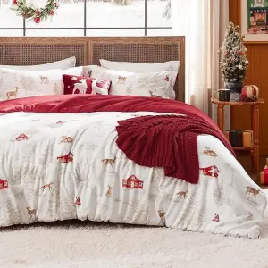 Bedsure Christmas Reindeer Fair Isle Bed-in-a-bag Snowhouse