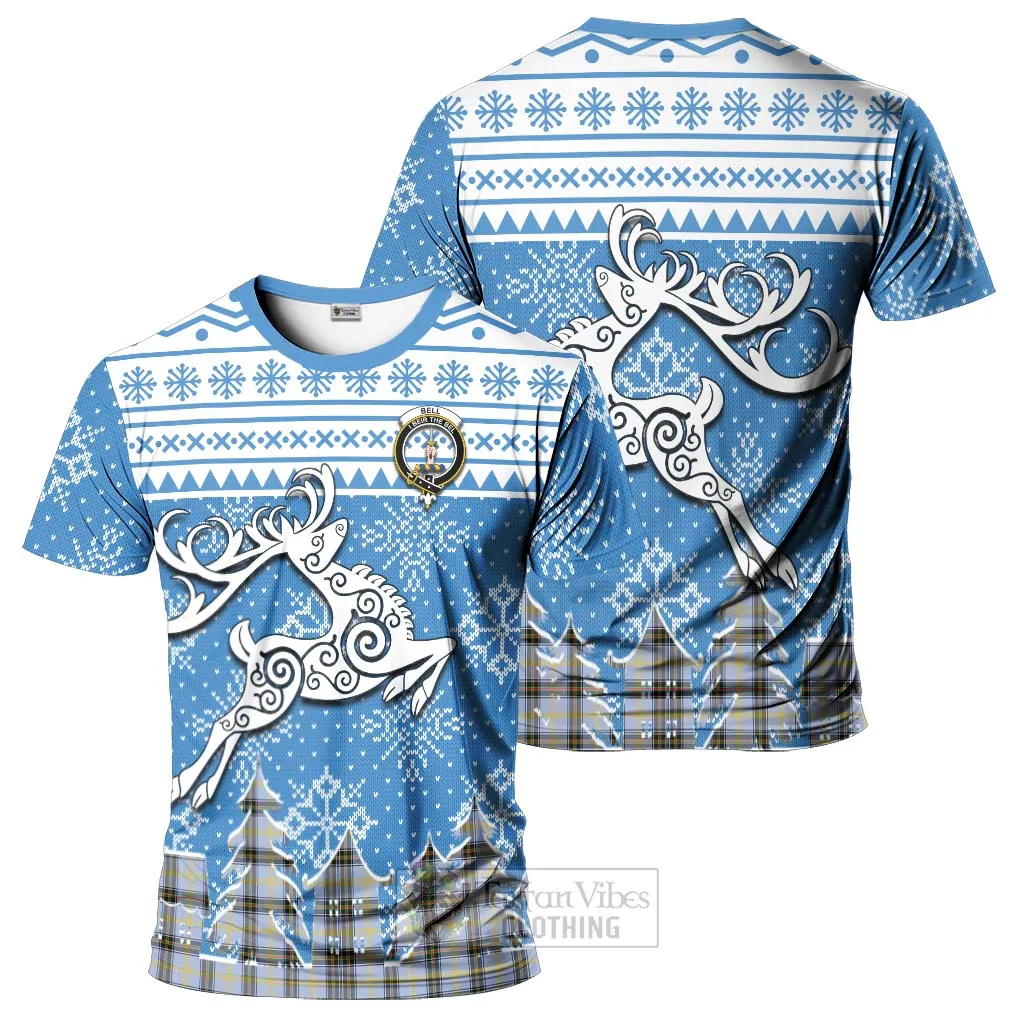 Bell Clan Christmas T-Shirt Celtic Reindeer Style