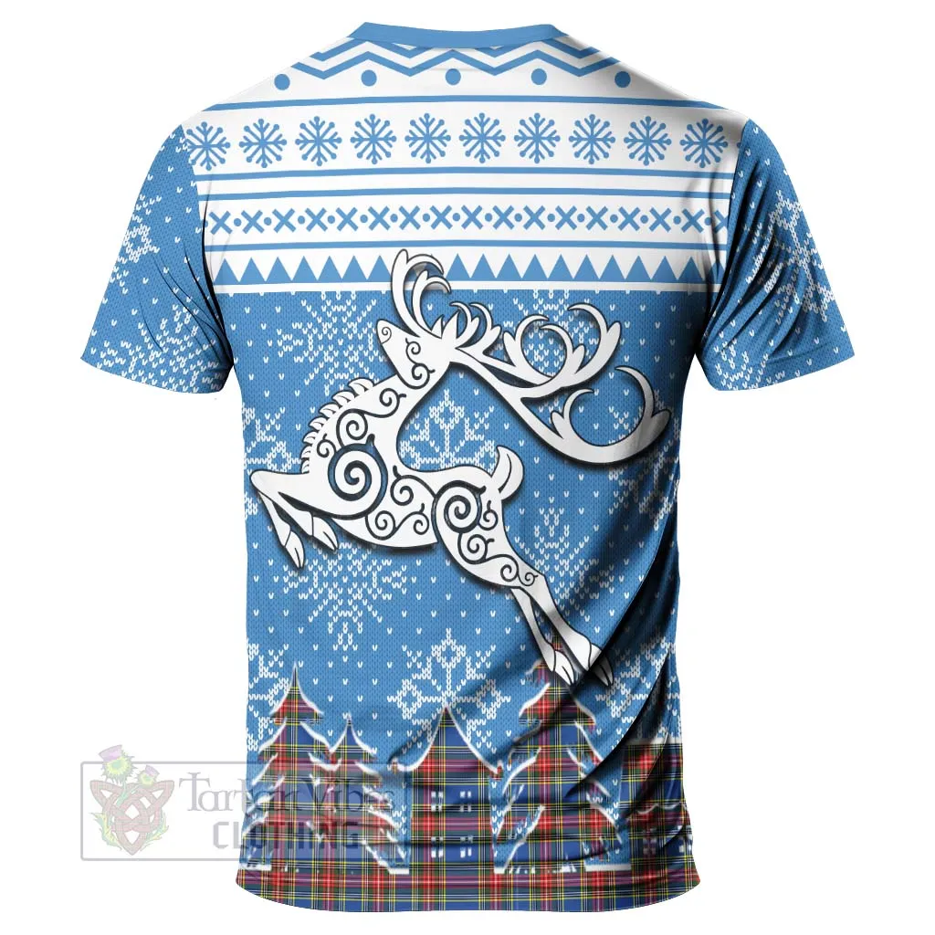 Bethune Clan Christmas T-Shirt Celtic Reindeer Style