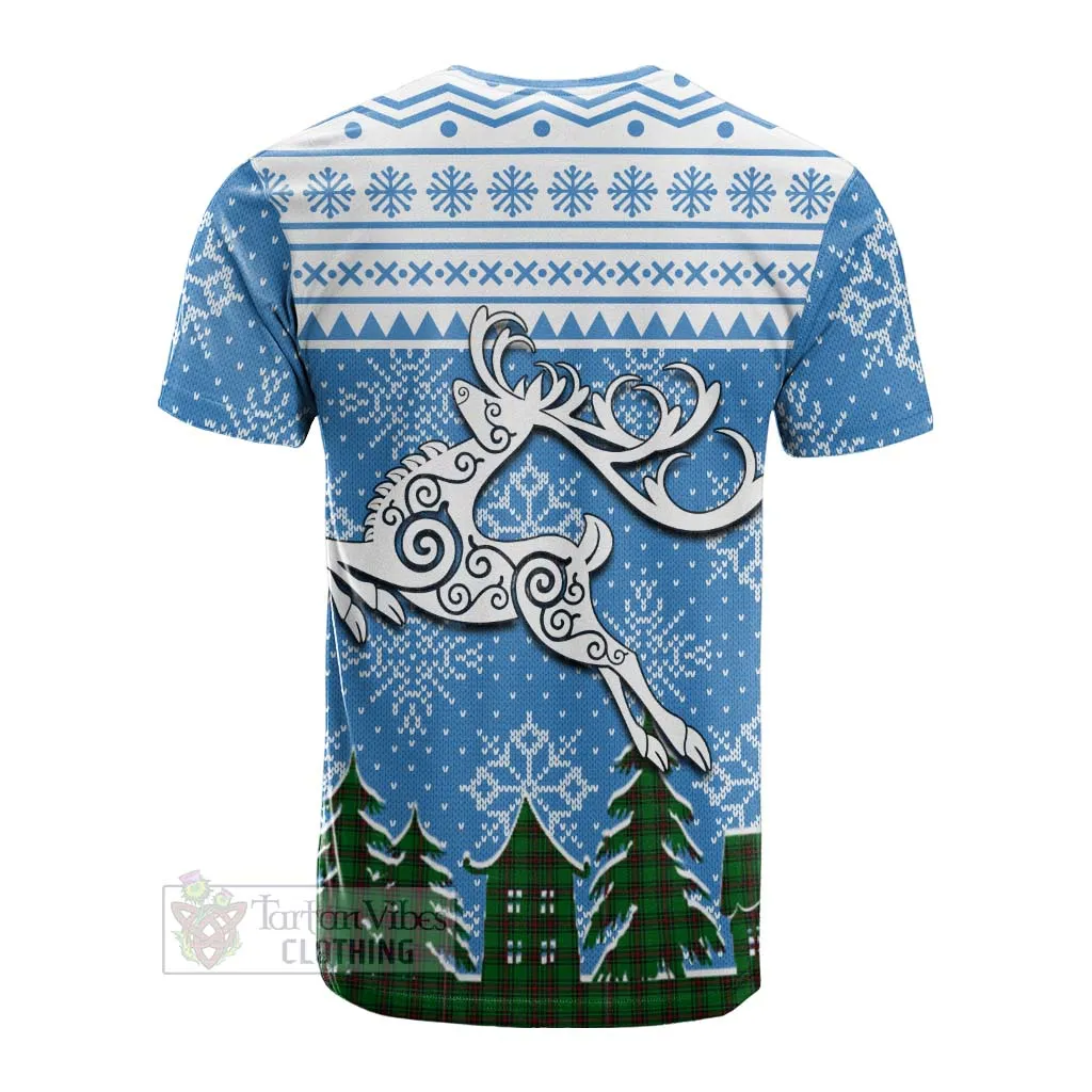 Beveridge Clan Christmas Cotton T-shirt Celtic Reindeer Style