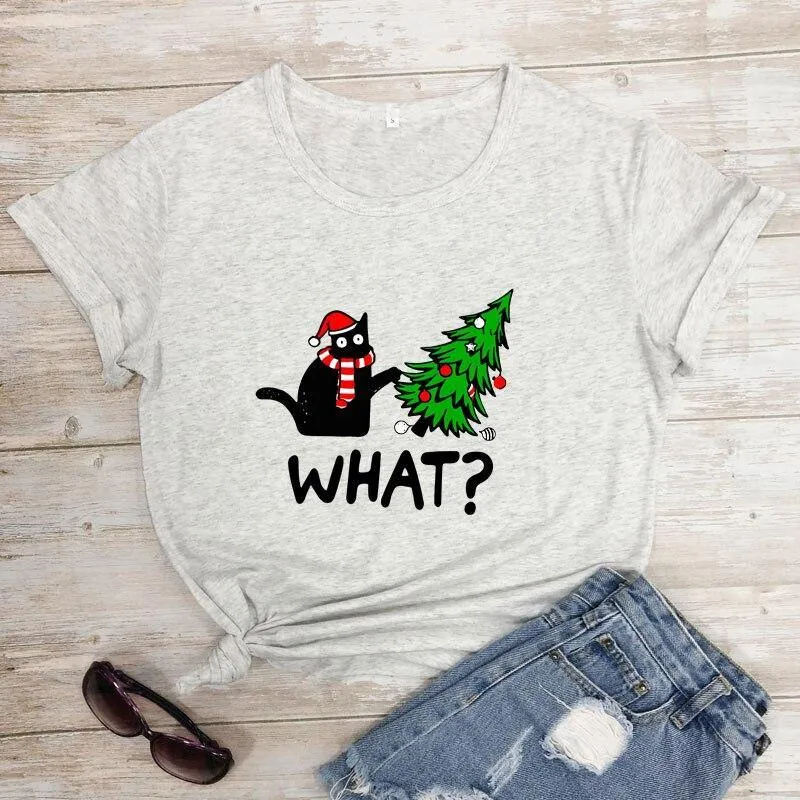 Black Cat What? Christmas Tee