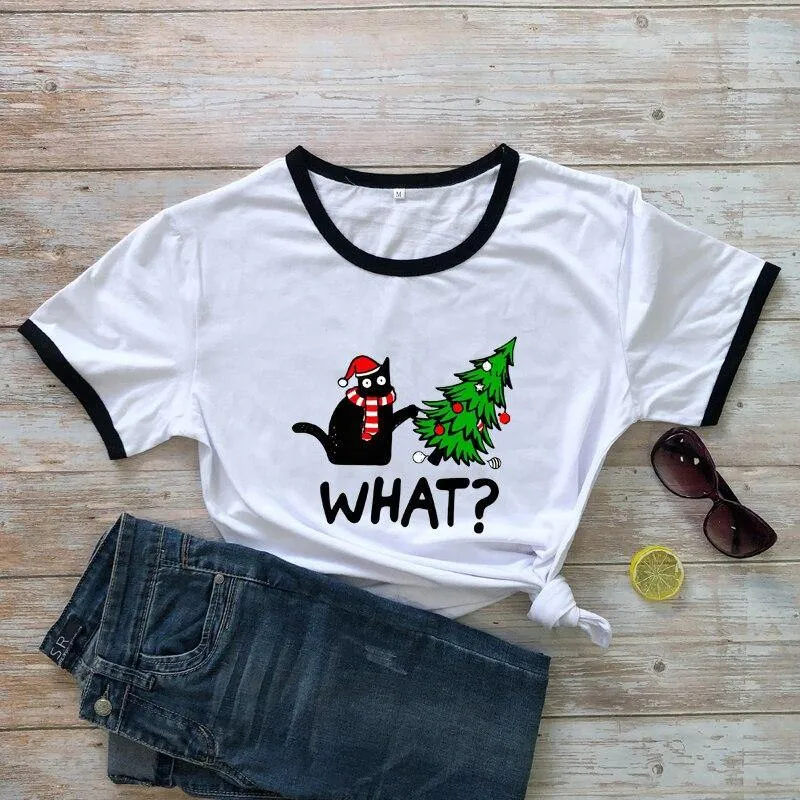 Black Cat What? Christmas Tee