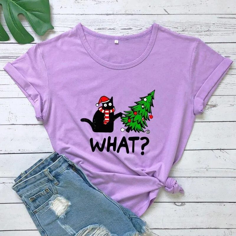 Black Cat What? Christmas Tee