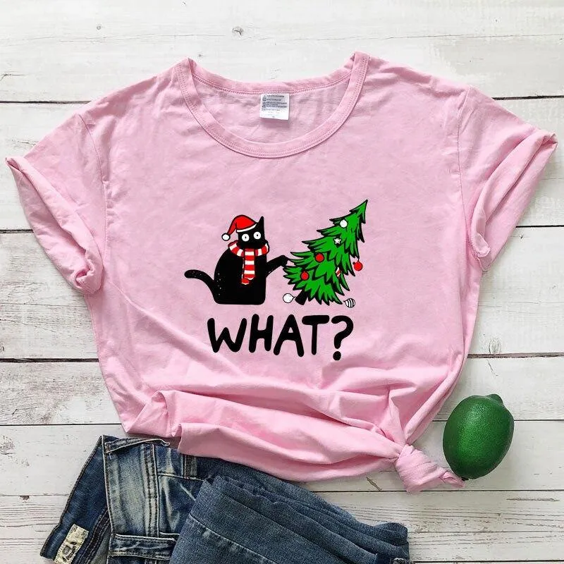 Black Cat What? Christmas Tee