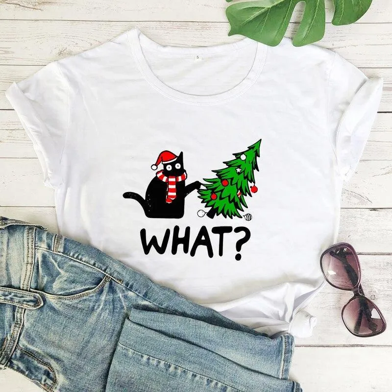 Black Cat What? Christmas Tee