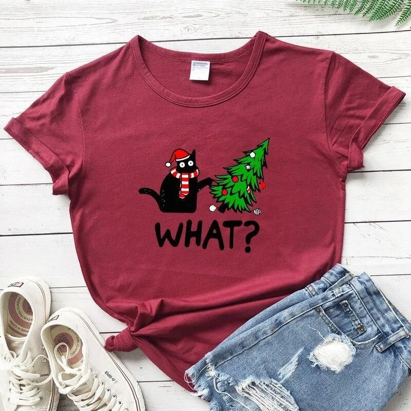 Black Cat What? Christmas Tee