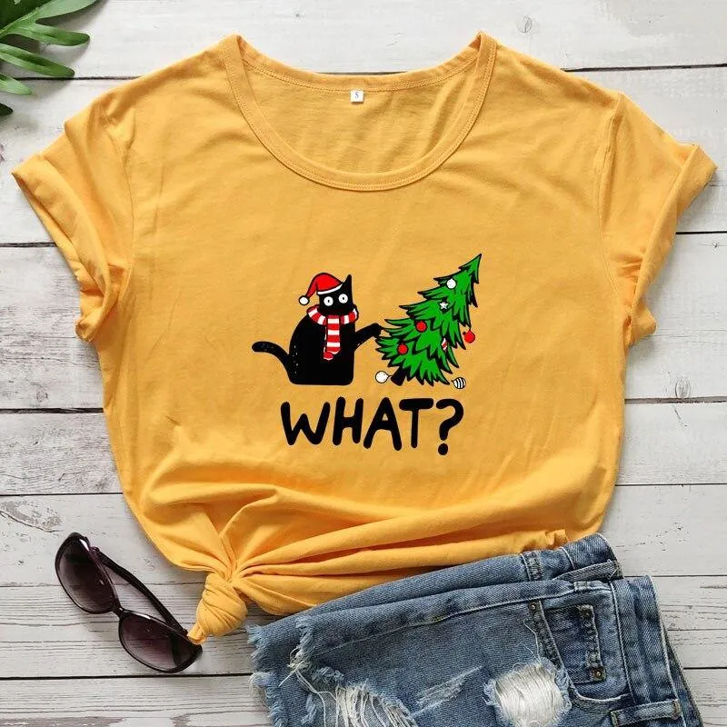 Black Cat What? Christmas Tee