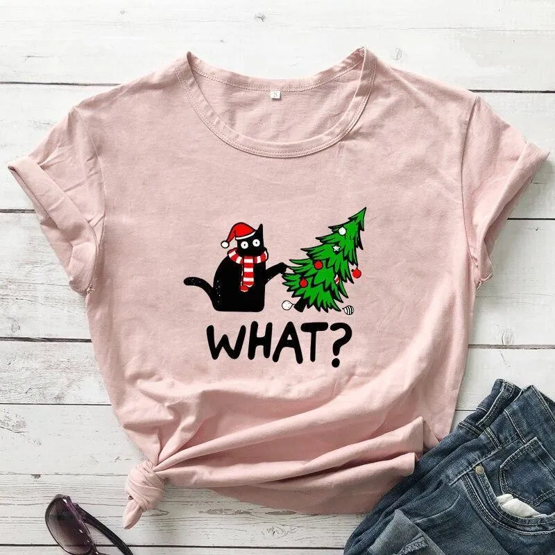 Black Cat What? Christmas Tee