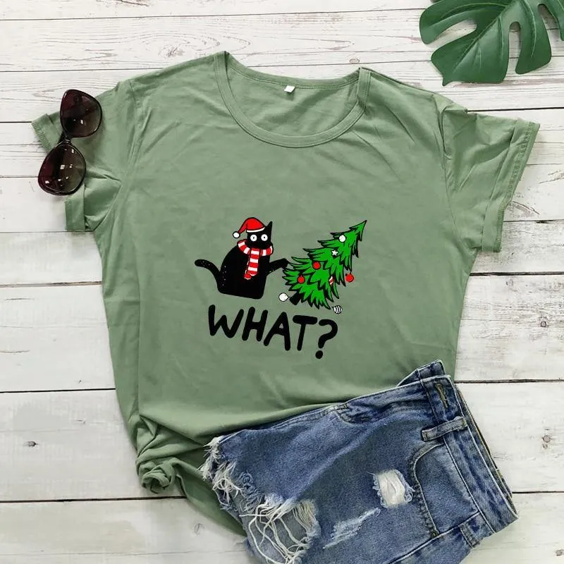 Black Cat What? Christmas Tee