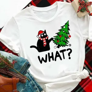 Black Cat What? Christmas Tee