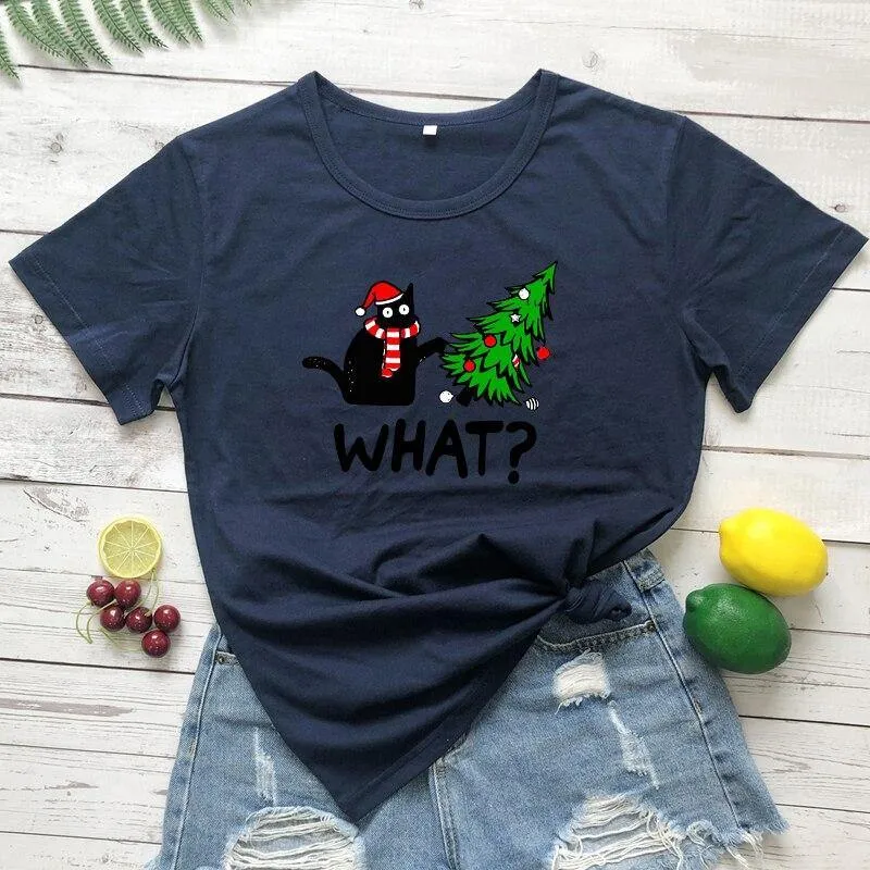 Black Cat What? Christmas Tee