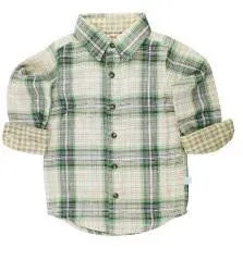 Boy's Hunter Green Mix Plaid Oxford