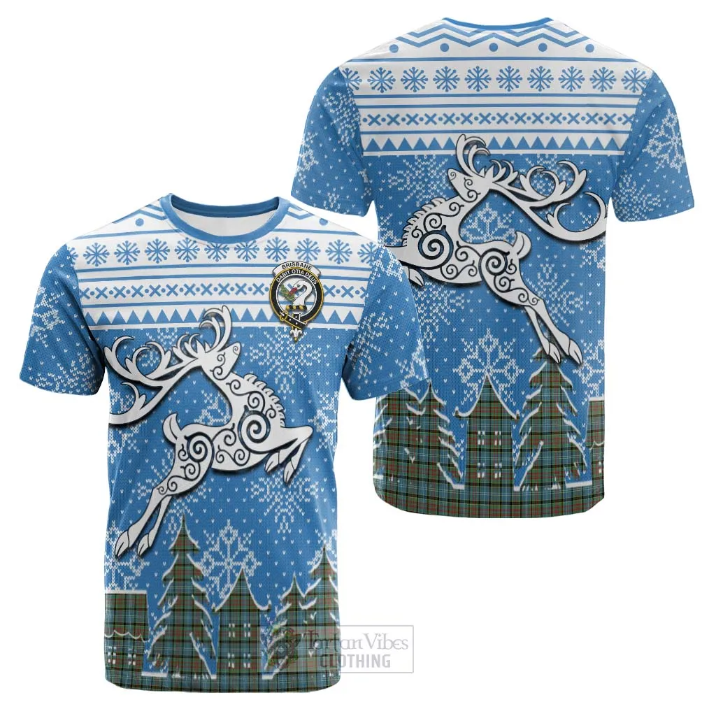 Brisbane Clan Christmas Cotton T-shirt Celtic Reindeer Style