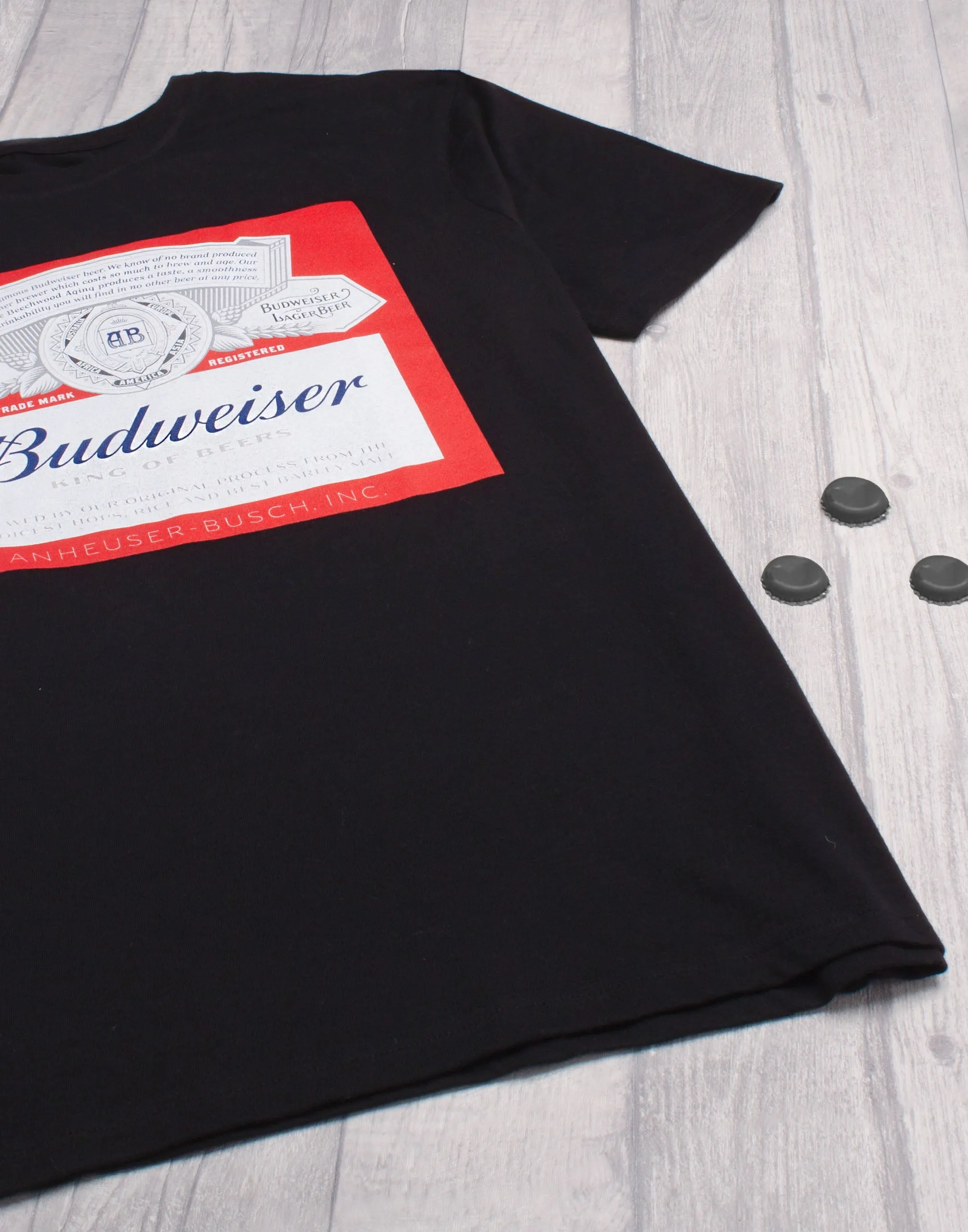 Budweiser Men's T-Shirt Vintage Logo Short Sleeve Black Top