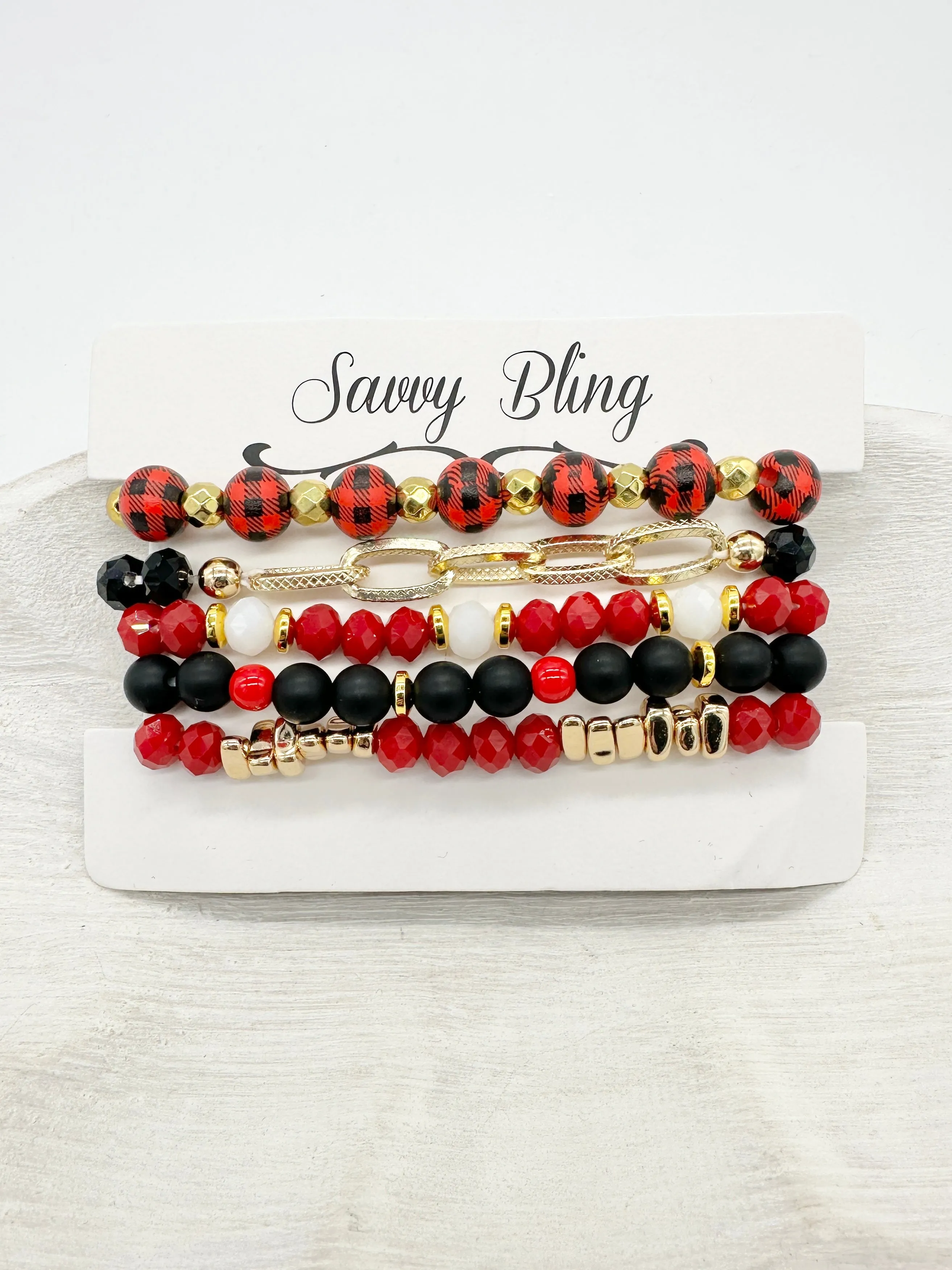 Buffalo Plaid Bracelet Stack