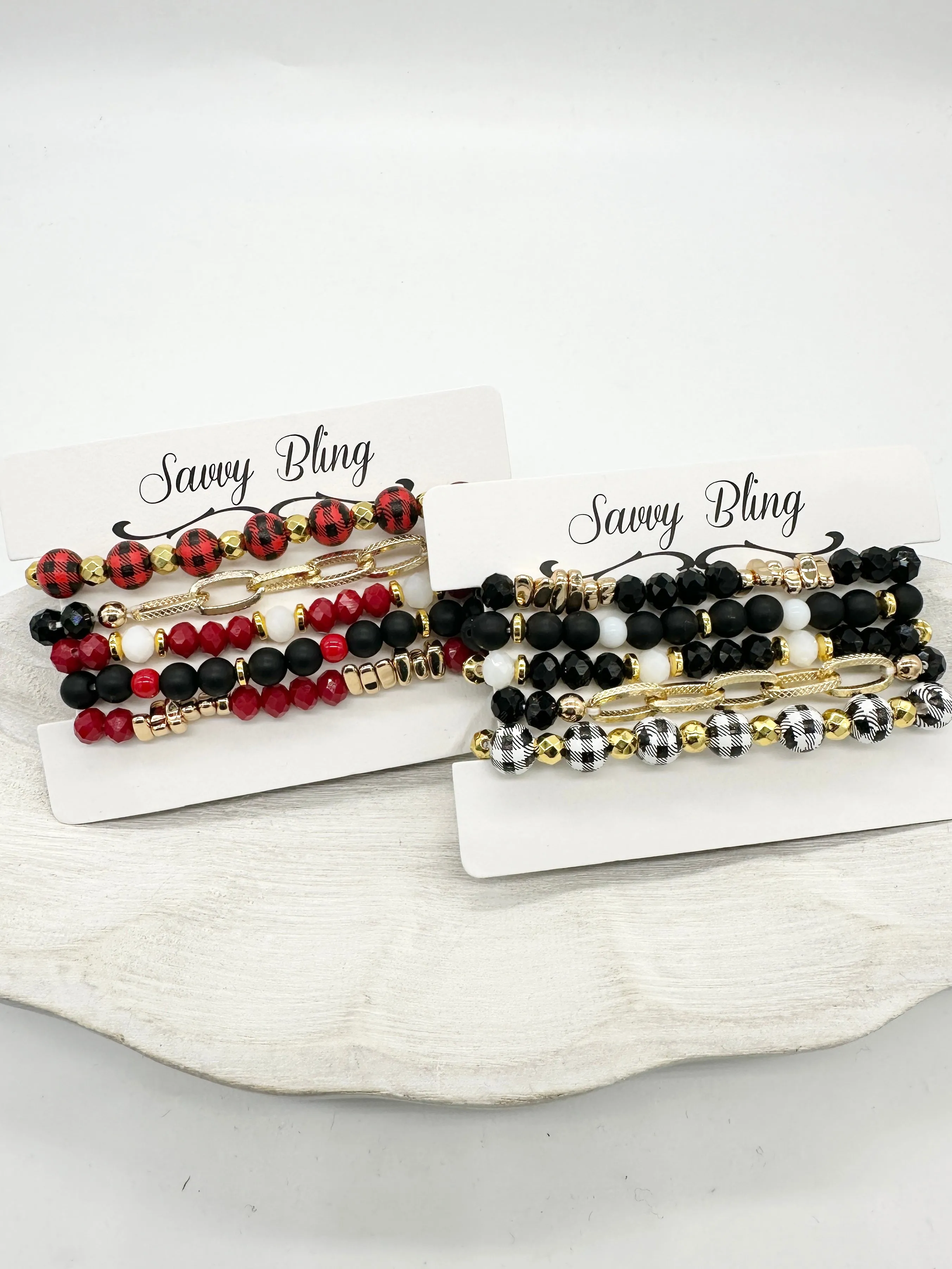 Buffalo Plaid Bracelet Stack