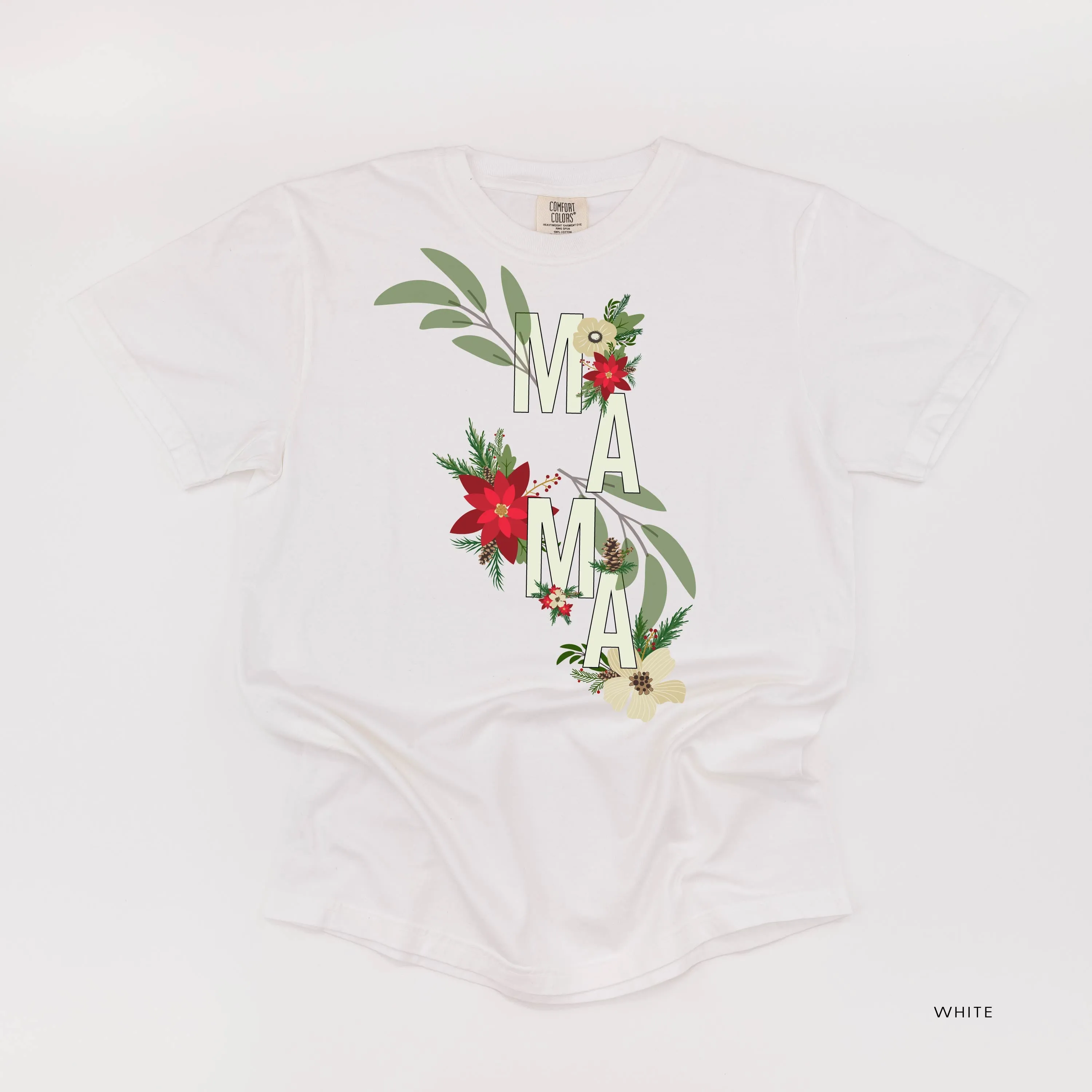 Christmas Floral Mama - Comfort Colors Tee