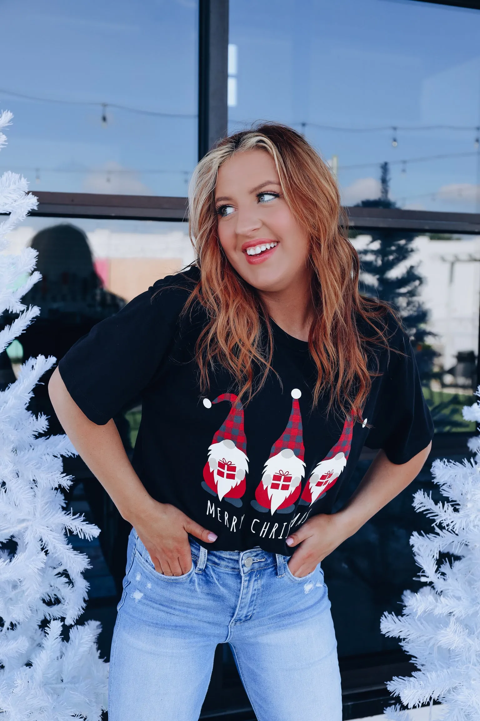 Christmas Gnomes Graphic Tee - Black