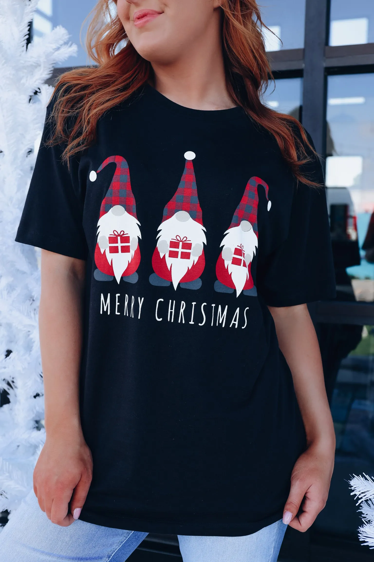 Christmas Gnomes Graphic Tee - Black