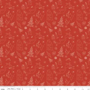 Christmas is in Town - Doodles in Red - Sandy Gervais - C14742-RED - Half Yard