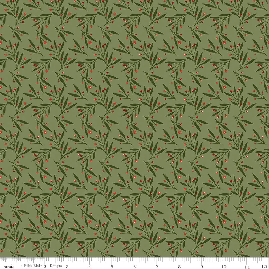 Christmas is in Town - Mistletoe in Olive - Sandy Gervais - C14745-OLIVE - Half Yard