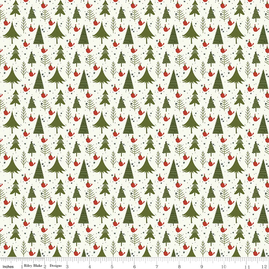 Christmas is in Town - Trees in Cream - Sandy Gervais - C14744-CREAM - Half Yard