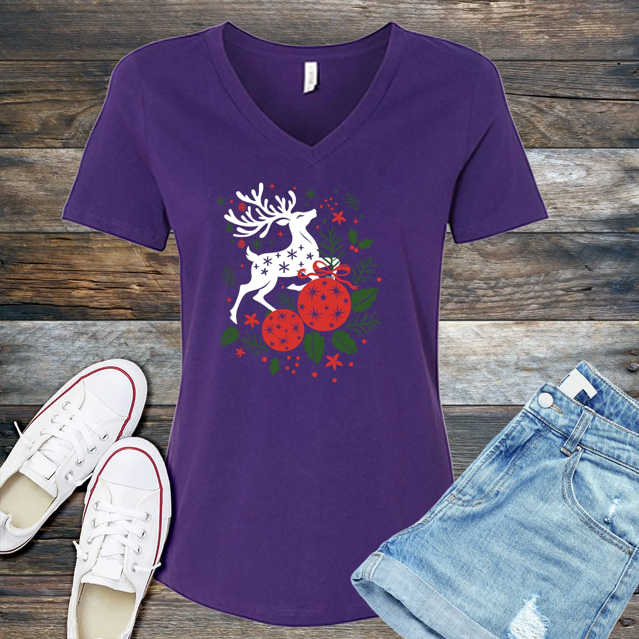 Christmas Reindeer V-Neck