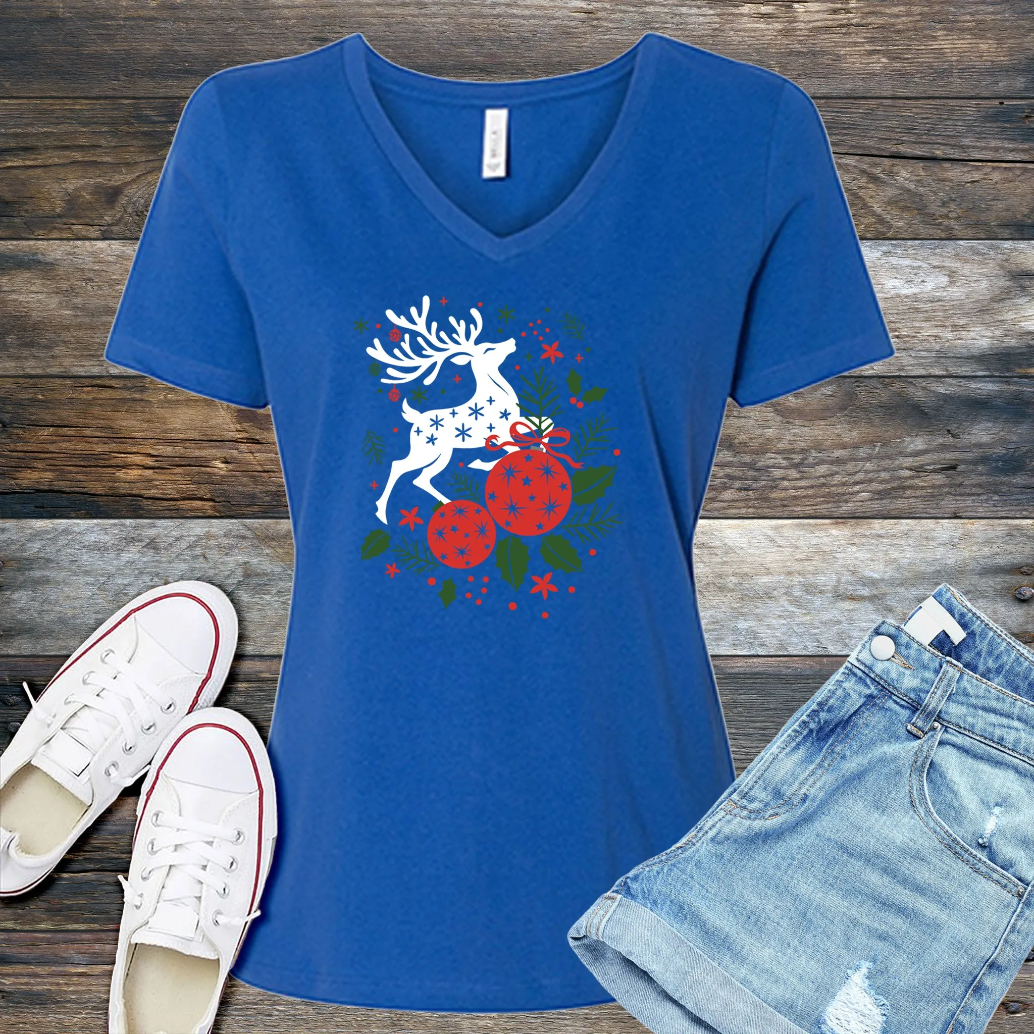 Christmas Reindeer V-Neck