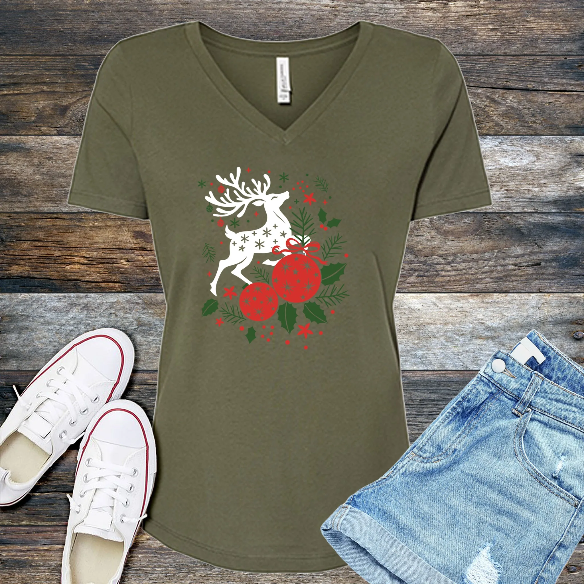 Christmas Reindeer V-Neck