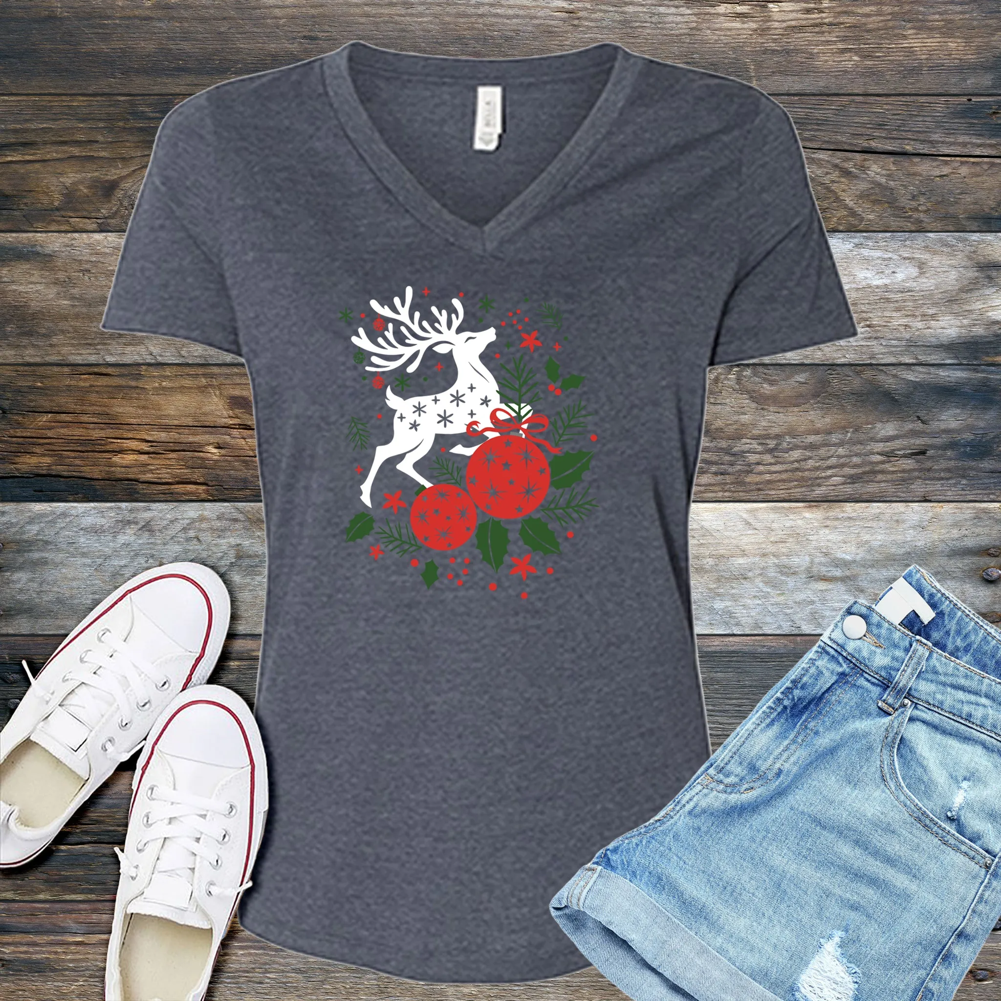 Christmas Reindeer V-Neck