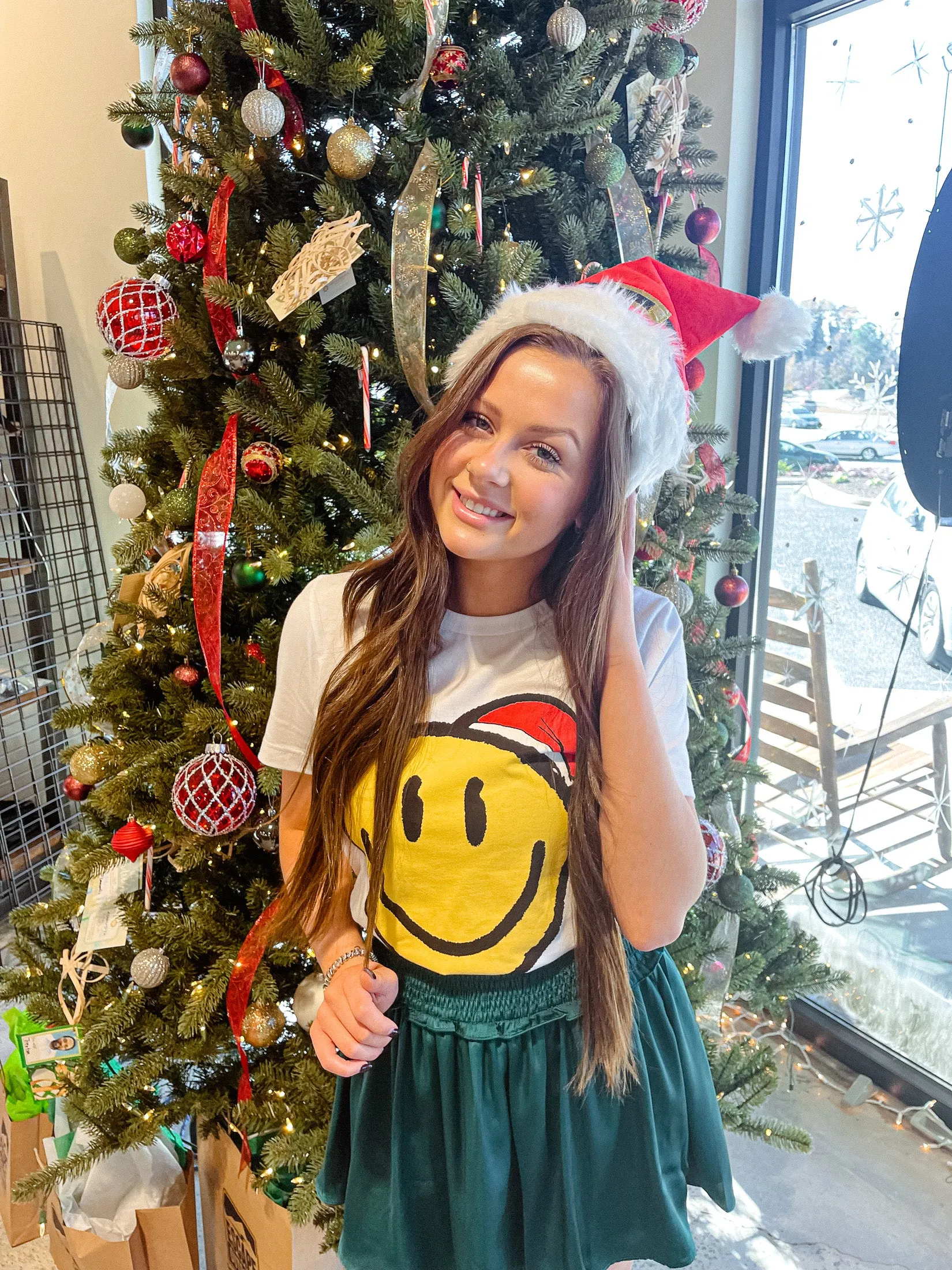 Christmas Smiley Graphic Tee Shirt