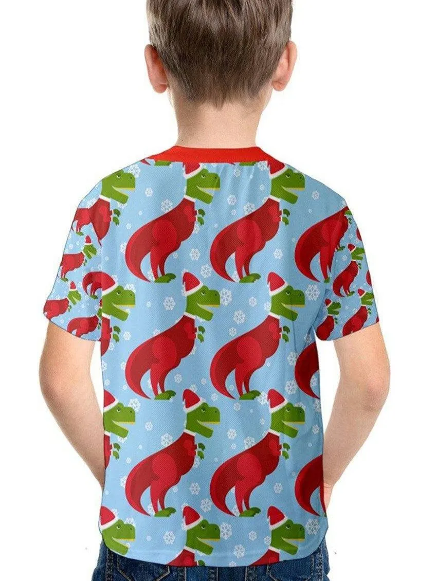 Christmas T-Rex Dinosaur Kids' Cotton Tee